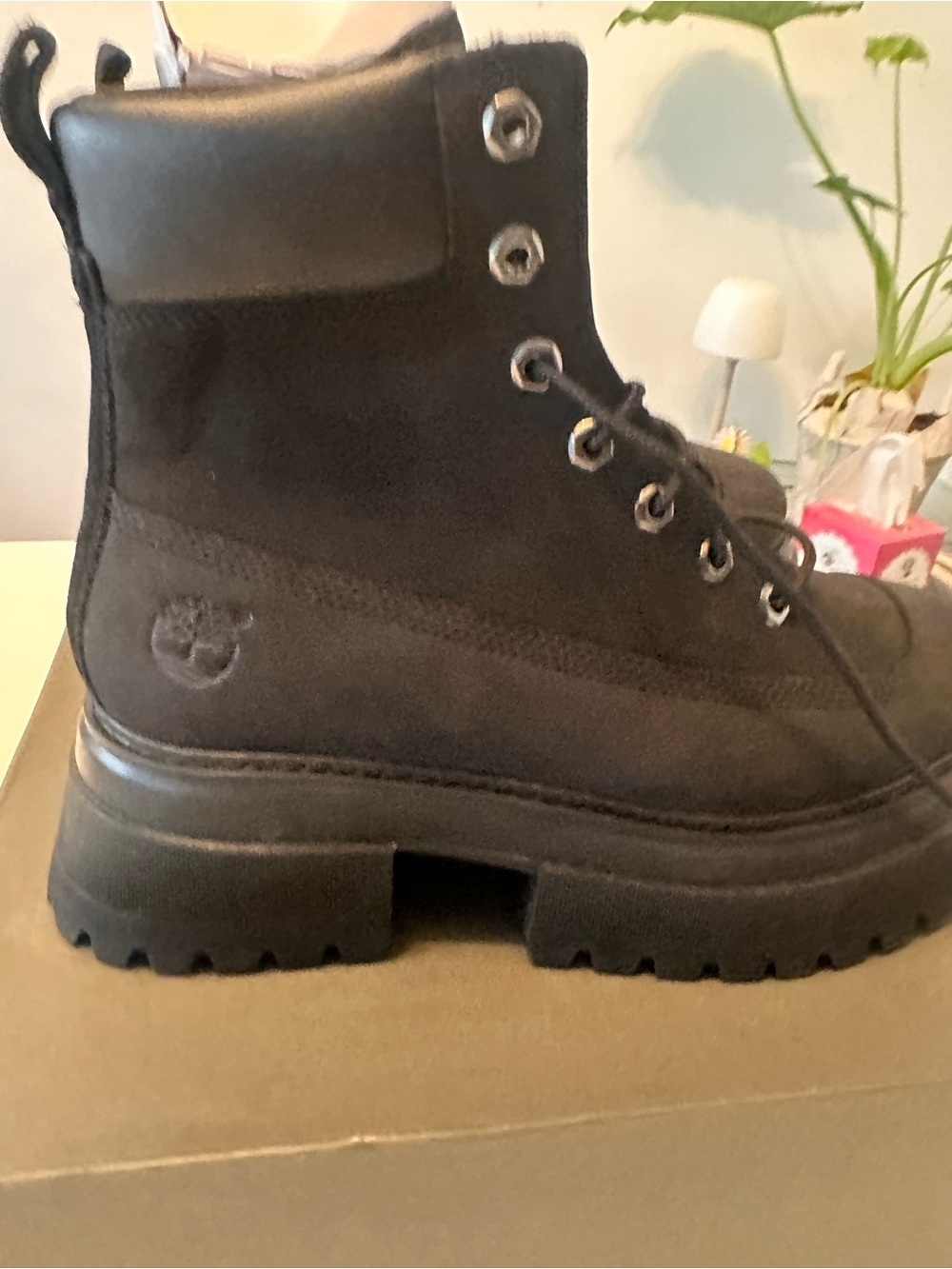 Timberland Black Suede Lace-Up Platform Lug Boots
